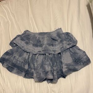 LoveShackFancy Blue Ruffled Mini Skirt